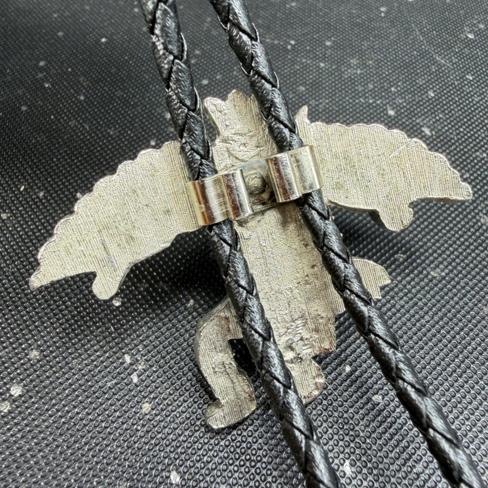Vintage Thunderbird Kachina Enamel Bolo Tie Black Braided Cord Southwestern VTG‎ - Picture 3 of 7